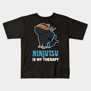 Ninjutsu is my therapy cartoon Capybara Kids T-Shirt